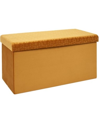 Banc coffre pliable en velours rétro moutarde