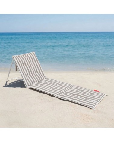 Chaise de Plage Polyester Pliable Beige