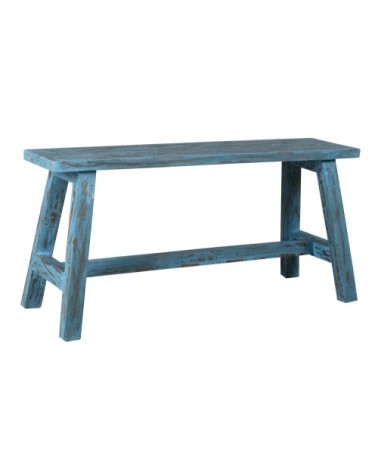 Banc en acajou teinté bleu antique