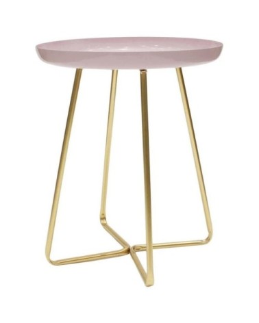 Table d'appoint plateau rond glossy rose