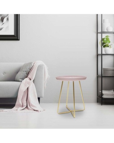 Table d'appoint plateau rond glossy rose