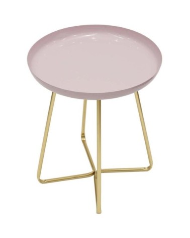 Table d'appoint plateau rond glossy rose