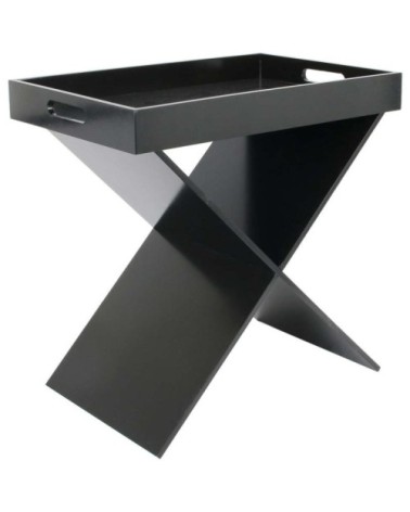 Table d'appoint croisillons avec plateau amovible noir