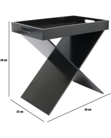 Table d'appoint croisillons avec plateau amovible noir