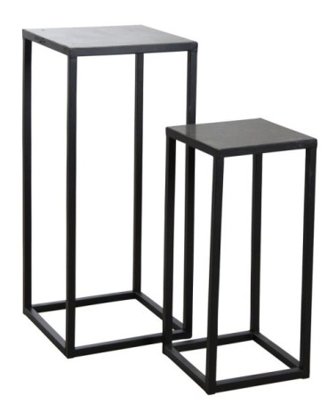 Sellettes en métal et pierre (lot de 2)