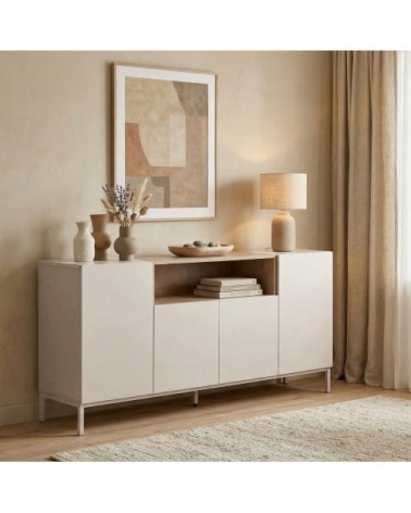 Buffet 4 portes 1 niche l160 cm - cashmere