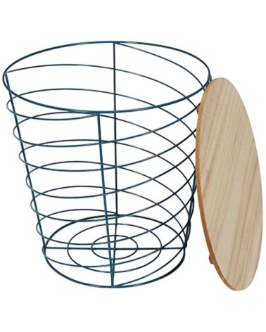 Table d'appoint filaire en bois et métal cyclone bleu paon