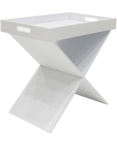 Table d'appoint croisillons avec plateau amovible blanc