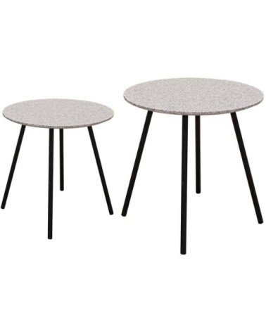 Tables gigognes plateau effet granit (Lot de 2) gris