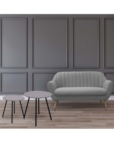 Tables gigognes plateau effet granit (Lot de 2) gris