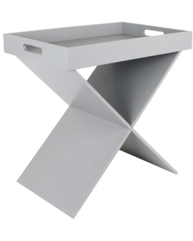 Table d'appoint croisillons avec plateau amovible gris