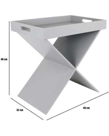 Table d'appoint croisillons avec plateau amovible gris
