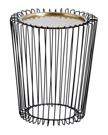 Table d'appoint en métal noir plateau finition dorée