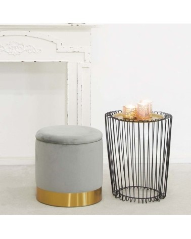 Table d'appoint en métal noir plateau finition dorée