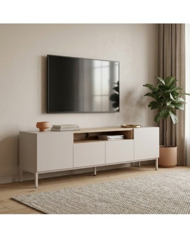 Meuble tv 4 portes 1 niche l160 cm - cashmere