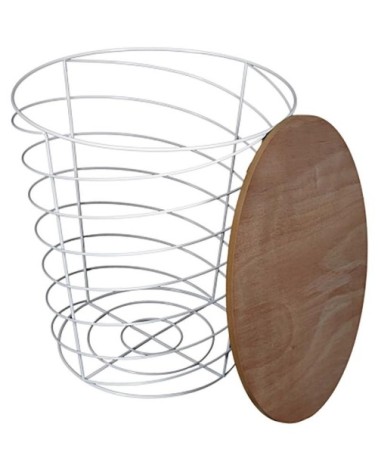 Table d'appoint filaire en bois et métal cyclone blanc