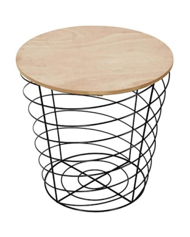 Table d'appoint filaire en bois et métal cyclone noir