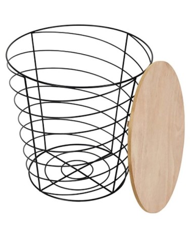 Table d'appoint filaire en bois et métal cyclone noir