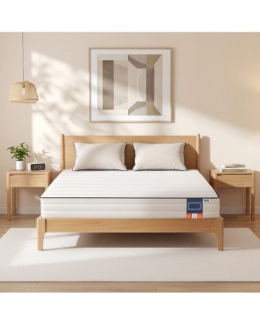 Matelas 140 x 190 cm mousse mémoire de forme gel housse lavable blanc
