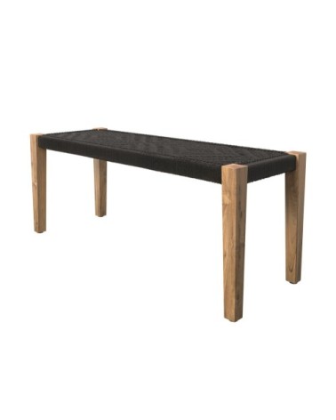 Banc en bois et corde tressée noire