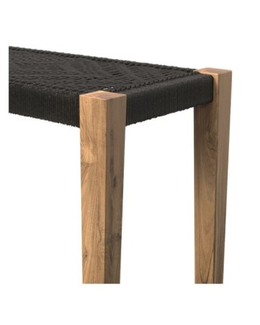 Banc en bois et corde tressée noire
