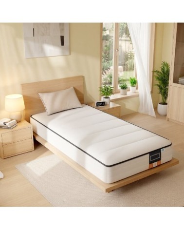 Matelas 90 x 190 cm mousse mémoire de forme gel housse lavable blanc