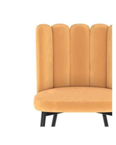 Chaise en velours jaune et pieds en métal (lot de 2)