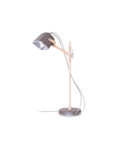 Lampe à poser grise et bois H60cm
