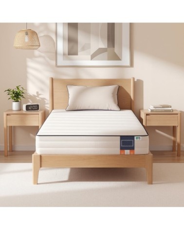 Matelas 90 x 190 cm mousse mémoire de forme gel housse lavable blanc