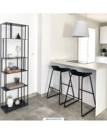 Chaise de bar mi-hauteur noire H65cm (lot de 2)