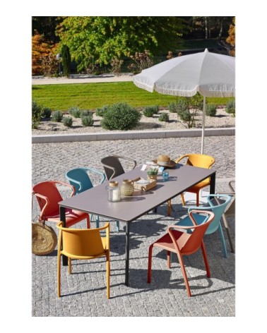 Fauteuil de jardin empilable en polypropylène renforcé moutarde