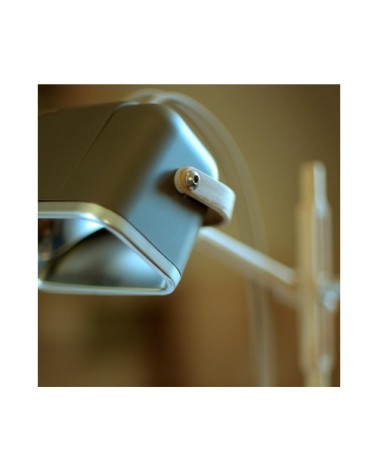 Lampe à poser grise et bois H60cm