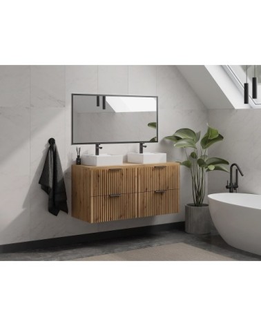 Meuble sous vasque effet bois