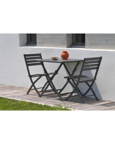 Table de jardin pliante en aluminium gris anthracite