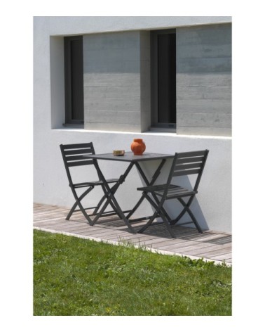Table de jardin pliante en aluminium gris anthracite