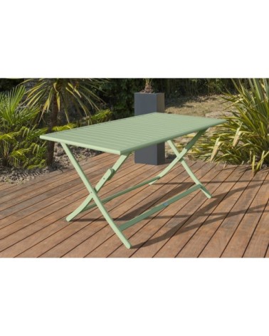 Table de jardin pliante en aluminium vert lagune