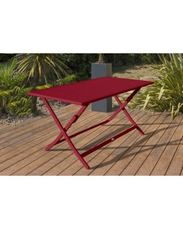 Table de jardin pliante en aluminium rouge carmin