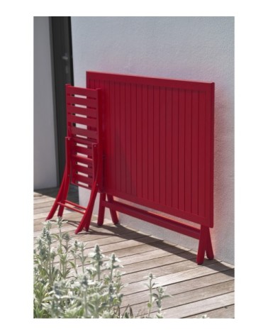Table de jardin pliante en aluminium rouge carmin
