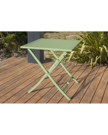 Table de jardin pliante en aluminium vert lagune