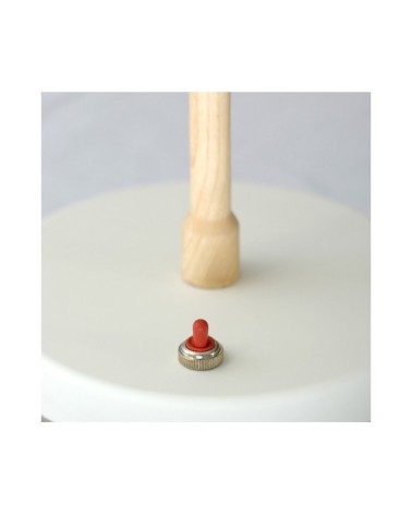 Lampe à poser blanche et bois H60cm