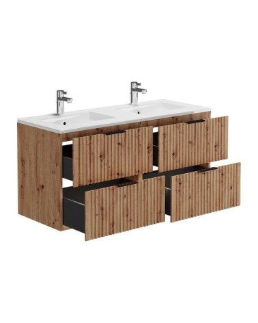 Meuble double vasque effet bois
