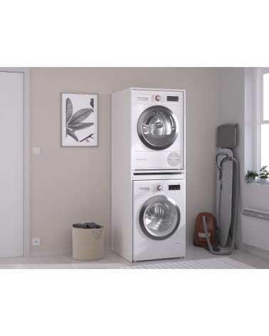 Meuble machine à laver effet bois blanc