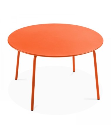 Table ronde à manger en métal orange