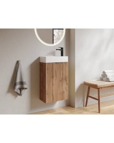 Meuble lave main effet bois
