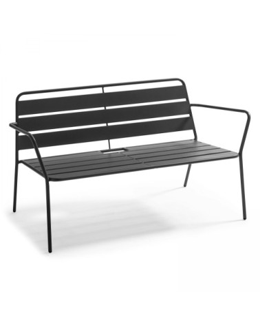 Salon de jardin 4 places et 1 table basse en acier anthracite