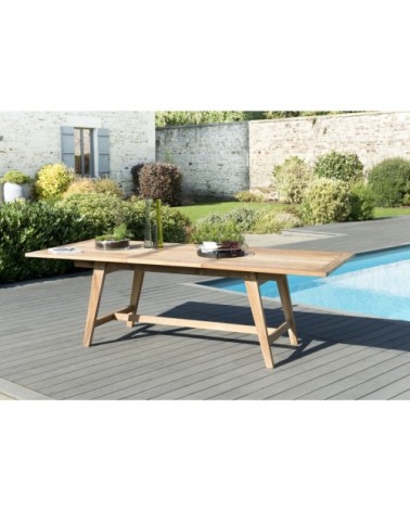 Table de jardin et chaises en teck et textilene 8/10 personnes