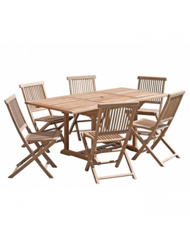 Table de jardin et chaises en teck 4/6 personnes