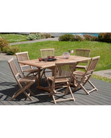 Table de jardin et chaises en teck 4/6 personnes