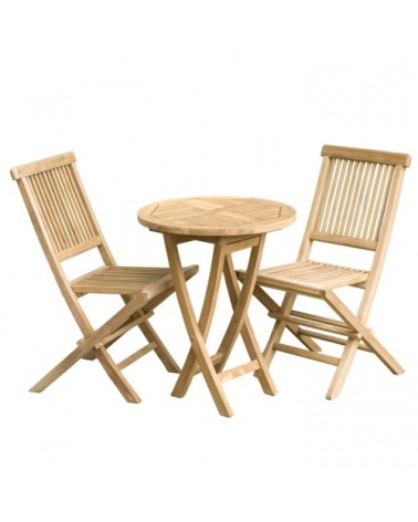 Table de jardin et chaises en teck 2 personnes