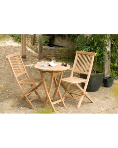 Table de jardin et chaises en teck 2 personnes